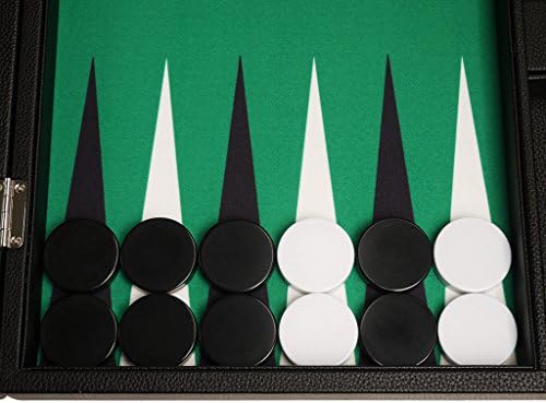 19-inčni Kit za backgammon Premium klase - Velika Veličina-Crni karton, Zeleno Igralište površine, Crno-Bijele točke