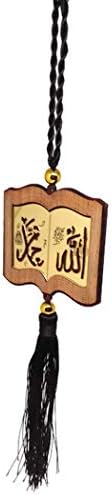 Islamsko retrovizor automobila Viseći Ukras AMN121 Obliku knjige je Allah Muhammed Arapska kaligrafija ime na drvenoj кулоне s ukrasnim kićanka Muslimanski poklon