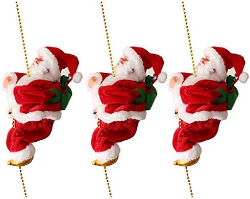 Prekrasna ambalaža od 3 Električnih Animirani Penje Djeda Mraza na 3 noga lanca Zrna Glazbena Kreće Lik Božićni ukras