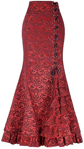 Žene Gotička Раффлед Steampunk Vintage Riblji Rep Sirena Suknja Victorian Suknja s Visokim Strukom Klasicni Maxi Suknja