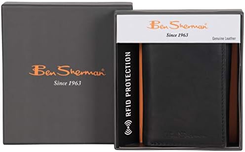 Ben Sherman Muški Manchester Tanak Dual Полнозернистый Kožni RFID Minimalistički Novčanik u poklon kutiji