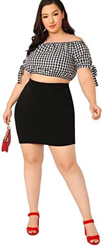 Ženska elastična olovka suknje SheIn veličine plus iznad koljena za uredske odjeće