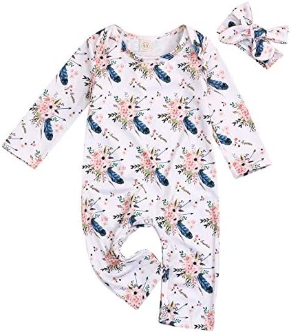 Odjeća Za Novorođenčad Djevojčice s cvjetnim Uzorkom Dugih Rukava bez nogu Kombinezon Kombinezon od Pamuka