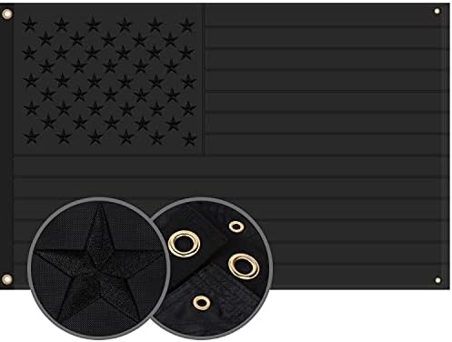 Potpuno crna Američku zastavu 3x5 Metara Zastava SAD-a, Višenamjenski Zastavu SAD-BGTXCZ, 4 mesing čahure, Vezeni