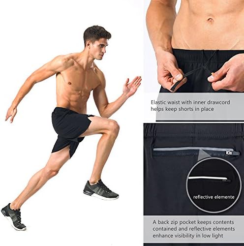 Muške kratke hlače za trčanje NAVISKIN 5 inča быстросохнущие sportske kratke hlače za trening na otvorenom džep na patentni zatvarači