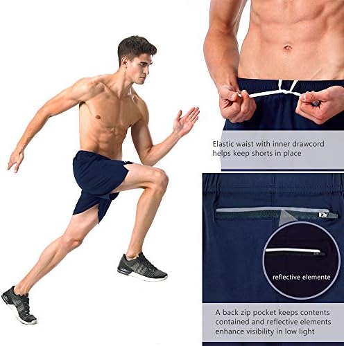 Muške kratke hlače za trčanje NAVISKIN 5 inča быстросохнущие sportske kratke hlače za trening na otvorenom džep na patentni zatvarači