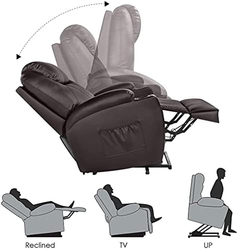 Stolica-stolica sa электроподъемником LEISU s masažom i grijani Kauč-stolica za starije osobe od umjetne kože Jednokrevetna Moderan kauč stolica za kućno kino jer držač čaša,Bočnim džepovima za dnevni boravak (Smeđa)