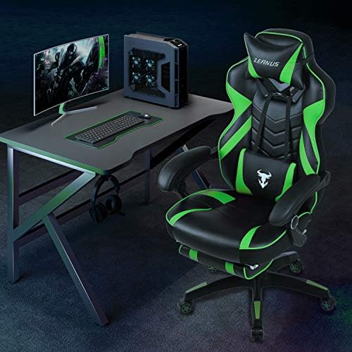 Zelena Igra stolica, Геймерское stolica sa visokim naslonom za leđa i držačem za nogu, Računalo stolica sa sklopivim
