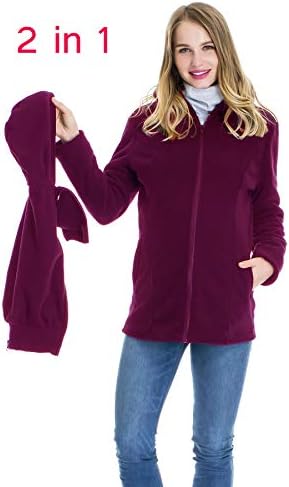 Smallshow Ženska runo jakna-majica zatvarač za trudnice s kapuljačom za nošenje