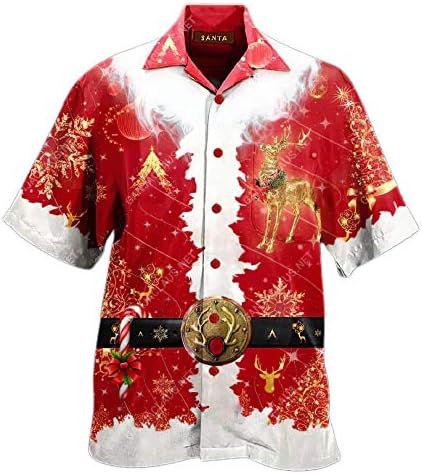 Univerzalni,Specijalni Kostim Djeda Mraza Havajski Košulja Od Pamuka Casual Košulja na Zakopčane S Kratkim Rukavima
