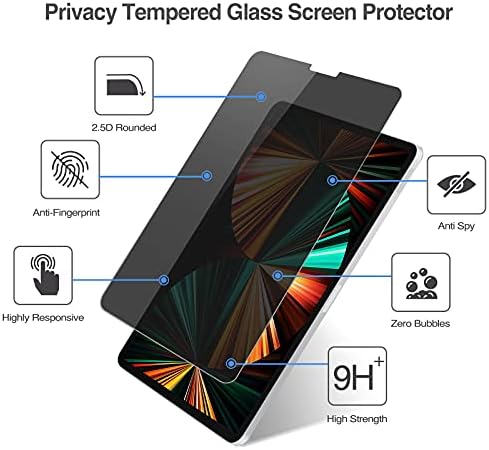 ProCase iPad Pro 12,9-inčni zaslon Zaštitnik privatnosti 2021 2020 2018, Zaštitni sloj od kaljenog stakla sa zaštitom od špijunaže za Apple iPad Pro 12,9 5-og i 4-og 3. generacije