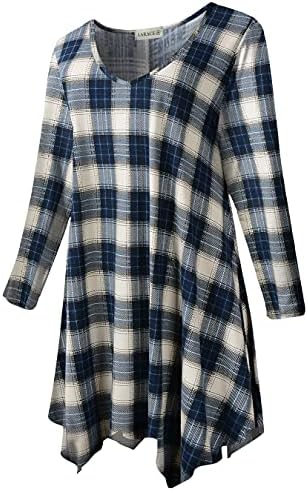 LARACE Plus size Tunike Majice za žene Asimetrične majice s rukavima, 3/4, V-oblika dekoltea, струящаяся bluza