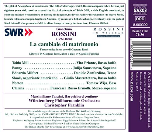 La cambiale di matrimonio Rossini in Wildbad, Belcanto Opera Festival 2006
