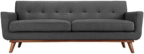 Modway-Moderni kauč na mekom krpom sredine stoljeća sive boje
