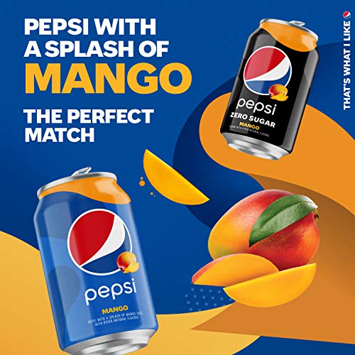 Pakiranje Pepsi s Nula šećerom, Originalna, Mango, Banaka na 12 unci (18 Paketića)
