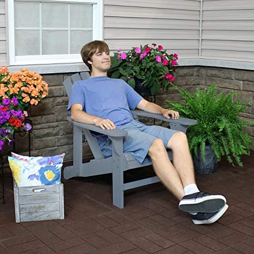 Stolica Sunnydaze Adirondack s podesivim naslonom za leđa - Materijal od drveta Smreke - Stolice za vrt na otvorenom
