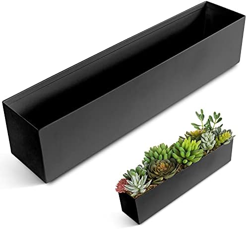 Pravokutni Lonac za posude TIMOSA, Kutija za posude za desktop ili kapanje biljke u zatvorenom prostoru (Crna)