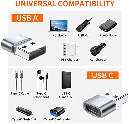 USB C Ženski / USB Muški Adapter (4 kom),JXMOX Tip C na USB Kabel za punjač Adapter,Kompatibilan sa iPhone 11