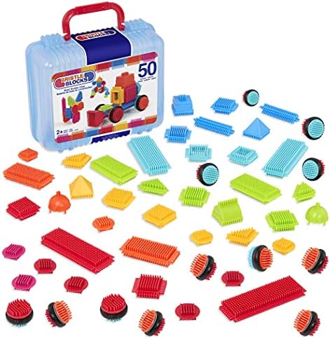 Blokovi od čekinja od Battat – Bloker blokovi – Game, set od 50 kom. – Soft edukativne igračke - Torbica za
