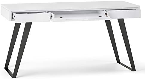 SIMPLIHOME Lowry masivnog DRVETA AKACIJE Suvremeni Industrijski stol širine 54. u потертом bijeloj boji