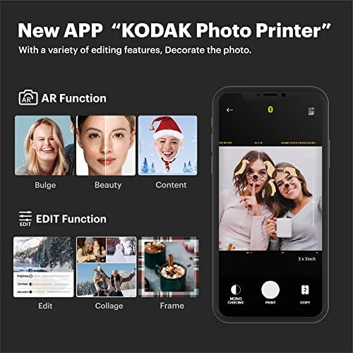 Prijenosni pisač za fotografije Kodak Mini 3 Retro 3x3, kompatibilan sa iOS uređaja, Android i Bluetooth, Pravi