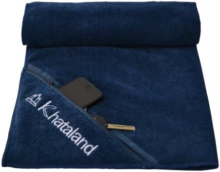 Sportski ručnik za fitness Premium klase Khataland džep na zip, X-none/39 x 29 cm, Tamno plave boje (STZ-13-Plavo)