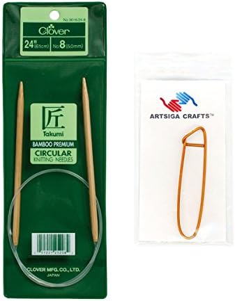 Djetelina Rukotvorina Takumi Bambus kružne igle za pletenje 24 inča Veličine 6/4 mm Komplet sa 1 držač za vez