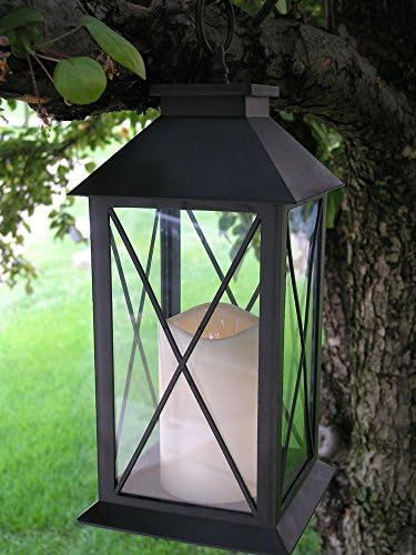 Crna dekorativna led svjetiljka s dizajnom prečke - Svijeća na stup s 5-satni timer U paketu - Ukras za vješanje