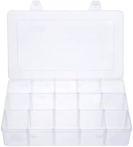 Gospire 15 Velikih Komaraca Prozirna Plastična Kutija Za Nakit Organizator Kontejner Za Skladištenje sa Odvojivim Razdvojene (15 Komaraca - Prozirni)