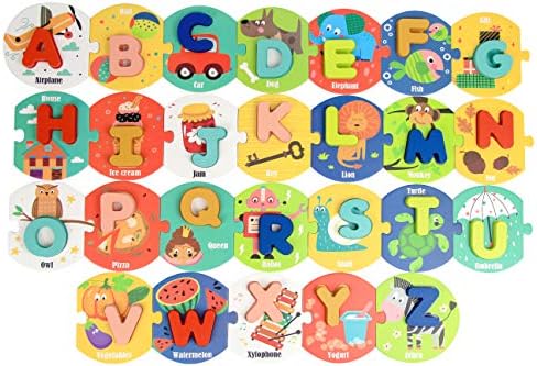 Kartice sa pismom za djecu od 2-4 godina Igračke Montessori za djecu od 2 godine / - Obrazovne darove ABC za djecu 2 3 4 5 godina - Skup kartica-zagonetke s drvenim slovima za rano učenje
