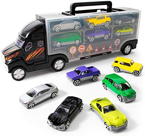 Bol Cast Auto Prijevoznik Kamiona - Set od 14 igračaka kamiona, automobila i prometnih znakova za djecu i Mlađe Dječake i djevojčice u dobi od 3 i više godina