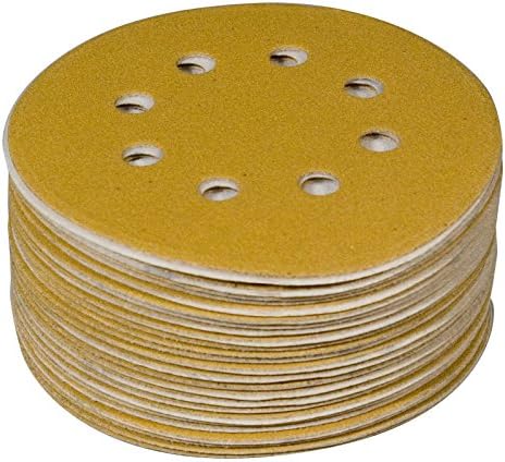 POWERTEC 44022G-50 Golden 5-inčni disk za Brušenje s kukom i petljom | 8 Rupa | 220 Borbenost – 50 kom.