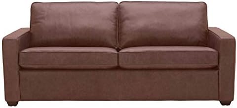 Brand – Suvremeni kožni kauč Rivet Andrews s Vrha Zrna, 82 cm, Tamno Smeđe