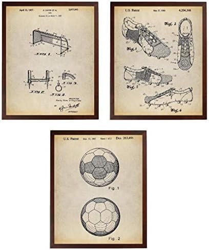 Repa Dizajn Nogomet Patenta Poster Umjetnička Serija Ispisa Set od 3 Nogometnih Darove Sportski Dekor Nogometna