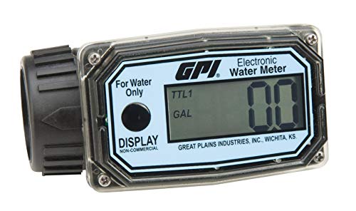 GPI 113255-4, 01N31GM Najlon turbine radova mjerač Protoka vode s digitalnim LCD zaslonom, 3-30 g / min, 1-inčni