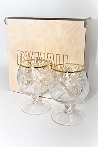 Staklarija iz ruskog kristala ručne set od dva коньячных čaša 7 unci čaše za rakiju 200 ml ručnog rada sa zlatnim