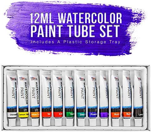 Umjetnost SAD Donosi Skup voda u boji slika 42 Predmeta, Drveni Stalak, 12 Boja voda u boji Cijevi, Četke, Posudu