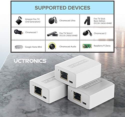 UCTRONICS za Malina Pi Zero Ethernet i napajanje adapter Micro USB Ethernet/PoE za Fire TV Stick, Chromecast,