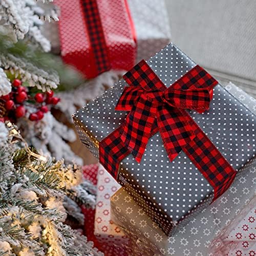Božićno traka Žičano, Crvena i crna Juta, Traka u kavez od bivola za poklon pakiranje, Božićni ukras u kavezu