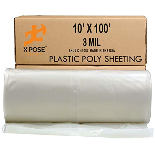 Prozirna plastična folija - 10x100 Ft – Сверхпрочный plastičnih cerada debljine 3 Mil – Vodootporan premaz za zaštitu od pare i prašine - Poljoprivredni, građevinski i industrijski korištenje - od Xpose Safety