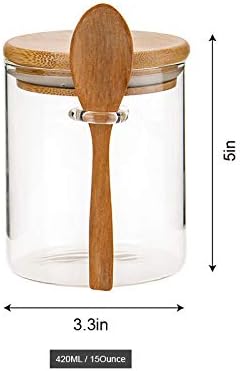 MOLADRI 420 ml/15 ml Kanistar za pohranu od prozirnog stakla sa Drvenom Žlicom, hermetički Zatvorene Poklopcem,
