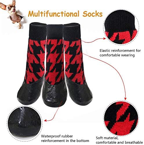 Čarape za pse BESUNTEK Neklizajući s remenčićima za kontrolu proklizavanja,Vodootporan Zaštitnik Kandži(Crna,
