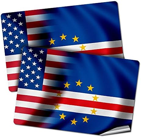 ExpressItBest Dvije naljepnice 2x3/Naljepnice sa Zastavom Zeleni Rt - Vala sa zastavom SAD - Долговечное kvaliteta