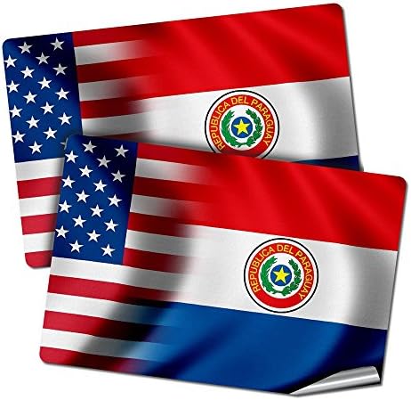Dvije naljepnice 2x3/Naljepnice sa Zastavom Paragvaj - Waves w Zastava SAD - Долговечное kvaliteta premium klase