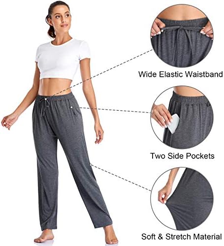 Ženske hlače za joge ASIMOON Mekan udoban the free izravne svakodnevne sportske hlače za trčanje, sweatpants za odmor s džepovima