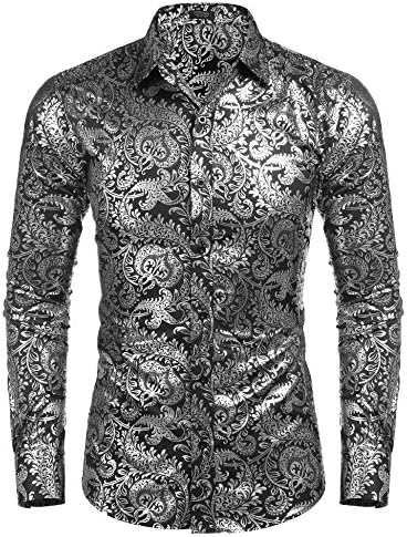 Coofandy Muške Košulje luksuzni Dizajn s cvjetnim uzorkom Svakodnevne Majice na zakopčane