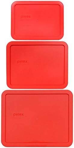 Kit Pyrex - 3 Proizvoda: (1) 7212-Crveni poklopac od 11 čaša, (1) 7211-Crveni poklopac od 6 šalica, (1) 7210-Crveni