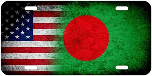 Registarske pločice ExpressItBest od visokokvalitetnog aluminija - Zastava Bangladeša (Бангладешский) - U starinskom