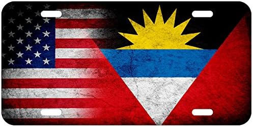 Registarske pločice ExpressItBest od visokokvalitetnog aluminija - Zastava Antigva i Barbuda - Rustikalni/SAD