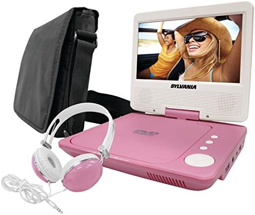 Sylvania SDVD7060-Kombinirani-Pink 7-inčni Prijenosni DVD player u paketu s Odgovarajućim Velikim Slušalicama i Luksuzne Putnu torbu (Pink)